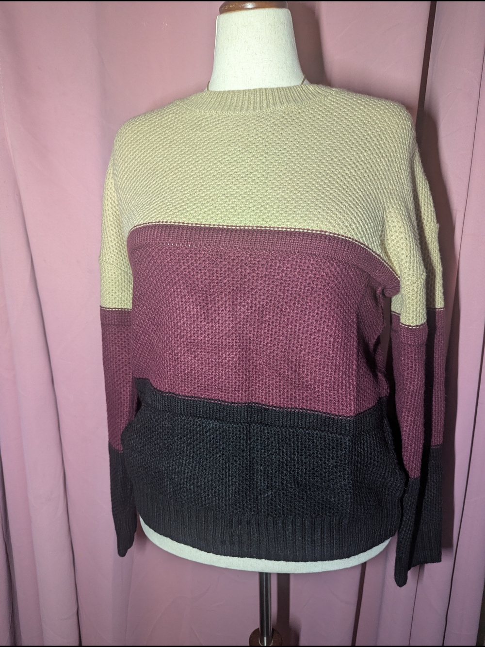DOKOTOO Colorblock Crewneck Knit Sweater Large New
